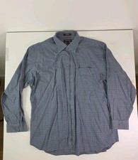 Vintage Nordstrom Men's Button-Up Shirt Blue Blocks XL Business Cotton 90s Mall picture