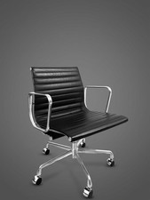 Authentic Herman Miller Eames Aluminum Group Chair EA117 – Black Leather Chrome picture