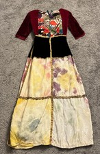 Vintage 1960’s Handmade Velvet Patchwork Maxi Dress Gown Boho Hippie As-Is picture