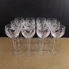 12 Waterford Kerry Crystal Wine Hock Goblets Glasses Signed Vintage 7-3/8