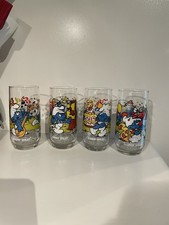 Vintage 1983 Peyo Smurf Drinking Glasses Set Of 4 Tumblers  picture