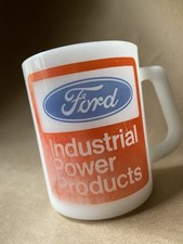 Vtg 1960’s Glass Ford Industrial Engine Turbine Operation Federal Milk Glass Mug picture