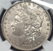 1882 O Morgan 90% Silver $1 Dollar NGC Graded MS 61 Bright White Early Date Coin picture