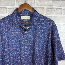Donald Ross Mens Navy Pink Floral Golf Polo Shirt Large Short Sleeve Sportswear picture