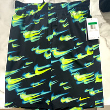 Nike Swim Men's Trunks XL Black/Green/Blue Logo Print MPN NESSG812-737 picture