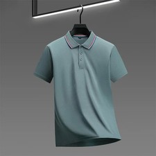 Men's Solid Polo Shirt Breathable Summer Beach Business Casual Tee Tshirt Gift picture