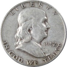 1952 D Franklin Silver Half Dollar Circulated 50c Coin Collectible picture