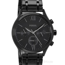 FOSSIL Fenmore Mens Black Multifunction Watch Day Date Dial Stainless Steel Band picture