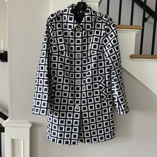 Talbots Size 5 Awesome Blue Geometric Rain Jacket Excellent picture