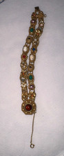 Vintage Faux Jewel Slide Double Row Charm Bracelet picture