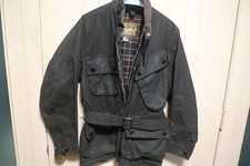 BARBOUR-  A7 INTERNATIONAL  WAX COTTON JACKET - MADE @UK - 38- ONE CREST - RARE picture