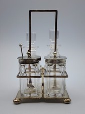 William Hutton & Sons Condiment Castor Caddy Set Oil Vinegar Salt Mustard READ picture