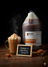 BIGGBY COFFEE CARAMEL MARVEL THICK SAUCE / SYRUP FRESH 128 FL OZ UNOPENED NEW picture