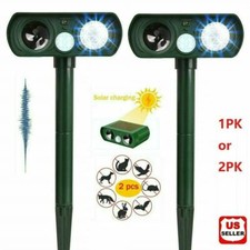 1/2PK Animal Repeller Ultrasonic Solar Power Outdoor Pest Cat Mice Sensor PIR US picture