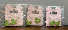 NOS VTG Walt Disney World 3D Green Glitter W/ Gold Mickey Mouse Earrings 3 Pairs picture