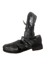 Vintage Stephane Kelian Paris Woven Leather Mary Jane Flats Black 6.5B France picture