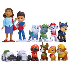 12Pcs Anime Paw Patrols Figures Pawed Canina Cartoon PVC Model Doll Toys Car Can picture