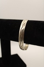 Vintage Handmade Native American Silver 925 Bangle Engraved Bracelet One Piece picture