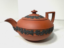 RARE - 19TH CENTURY - Wedgwood Terra Cotta & Black Jasperware Teapot - A/F picture