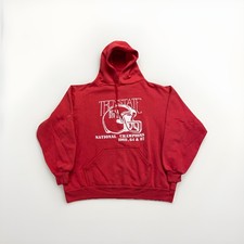 Vintage Troy State Trojans Hoodie Mens M Red Sweatshirt 80s National Champions picture
