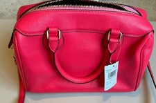 NWT Coach Neon Pink Small Satchel Top Handle Bag Zip Closure Detachable Strap picture