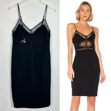 NWT BARDOT NORDSTROM Jayne Lace-inset Cocktail Dress Black Size 10 / Large picture