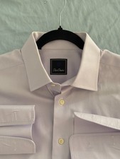 David Donahue Dress Shirt Mens 16.5 - 34/35 French Cuff Solid Lilac 100% Cotton picture