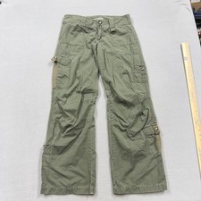 Aeropostale Pants Juniors 7/8 Green Cargo Twill Straight Leg Pockets Y2K flare picture
