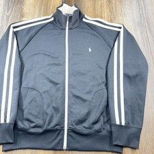 Vintage Polo Sport Ralph Lauren Sweatshirt Mens L Black Cream Pony Track Jacket picture