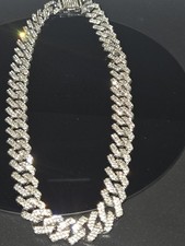 Brilliant Bling-Iced Out Cuban Silver Necklace or Bracelet-w/Box- 12mm  picture