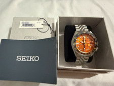 Seiko 5 Sports Automatic GMT Orange Dial Stainless Steel Bracelet Box Papers picture