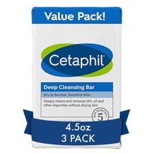 6X 3pk Cetaphil Bar Soap, DEEP CLEANSING Face and Body Bar TOTAL 18 - 4.5 oz bar picture