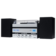 Victor Geneva 5-in-1 Desktop Music Center w 3-Speed Record Player and FM Radio picture