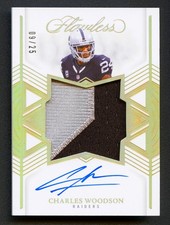 CHARLES WOODSON 2025 PANINI FLAWLESS GOLD RAIDERS PATCH AUTO AUTOGRAPH /25 picture