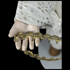TWO YARDS Beautiful Antique German Metallic Gold Trim for Sewing Doll Clothing picture