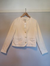 M&S Marks And Spencer Ivory Boucle Cropped Jacket Wool Mix Size 10 Bnwt £75 picture