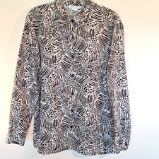 Vintage Anna And Frank Womens 100% Silk Animal Button Up Long Sleeve Size Medium picture