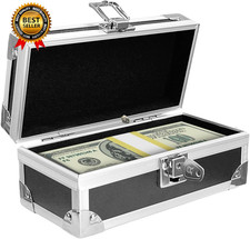 Lockable Cash Box with Key, Aluminium Alloy Money Storage Box & Single-Row Curre picture