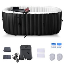 H&ZT 2 Person Inflatable Hot Tub with Side Table Blow Up Hot Tub W 100 Air Jets picture