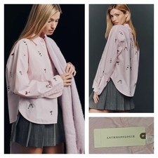 Anthropologie Maeve The Shrunken Bennet Buttondown Drinks Shirt Size M NWT $128 picture
