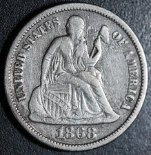 1868-P SEATED LIBERTY DIME picture