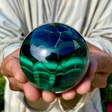 1.16LB Rare Natural Malachite quartz hand Carved sphere Crystal Healing Gem ball picture