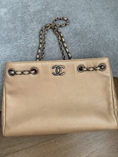 Chanel Large Shopping Tote Beige Caviar Leather Gunmetal HW Auth Card Tags Mint picture