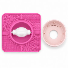 Pink Pet Lick Mat Bowl with White Roller and Removable Cover picture