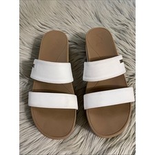 Reef Women's White Double-Strap Slide Sandals with Tan Footbed picture