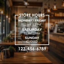 Personalized Business Hours Vinyl Decal Storefront Window Door Sign picture