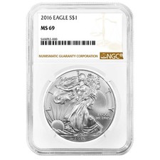 2016 $1 American Silver Eagle NGC MS69 Brown Label picture