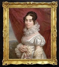 Handmade Old Master-Art Antique Oil Painting noblewoman girl on canvas 24