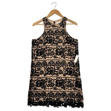 New Lovers Friends Dress Womens Medium Black Caspian Shift Floral Lace Overlay picture
