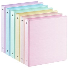 SUIN 1-inch 3 Ring Binder with 2 Interior Pockets, 1 Inch, Pastel 6 Colors picture